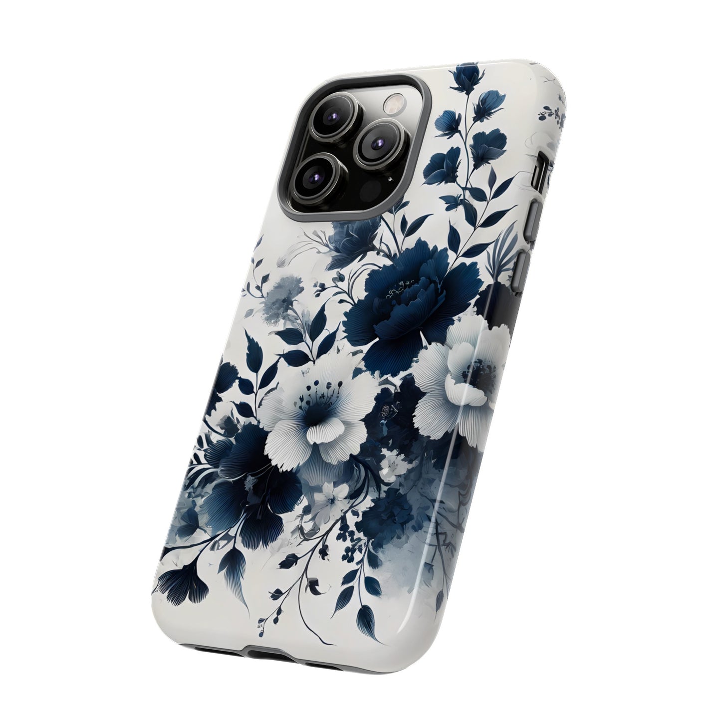 Tough Phone Case Ft. Navy Blue Flowers