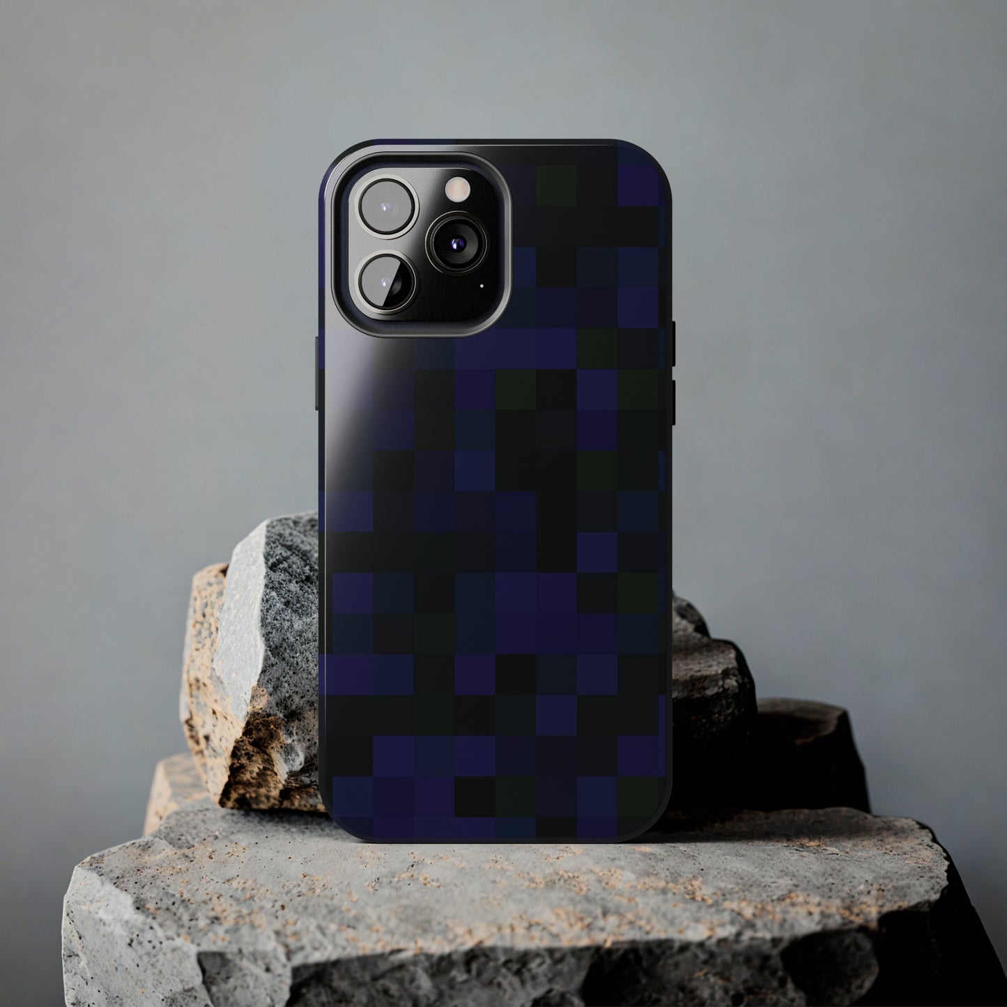 Strong Apple iPhone Case Ft. Dark Blue Pixels