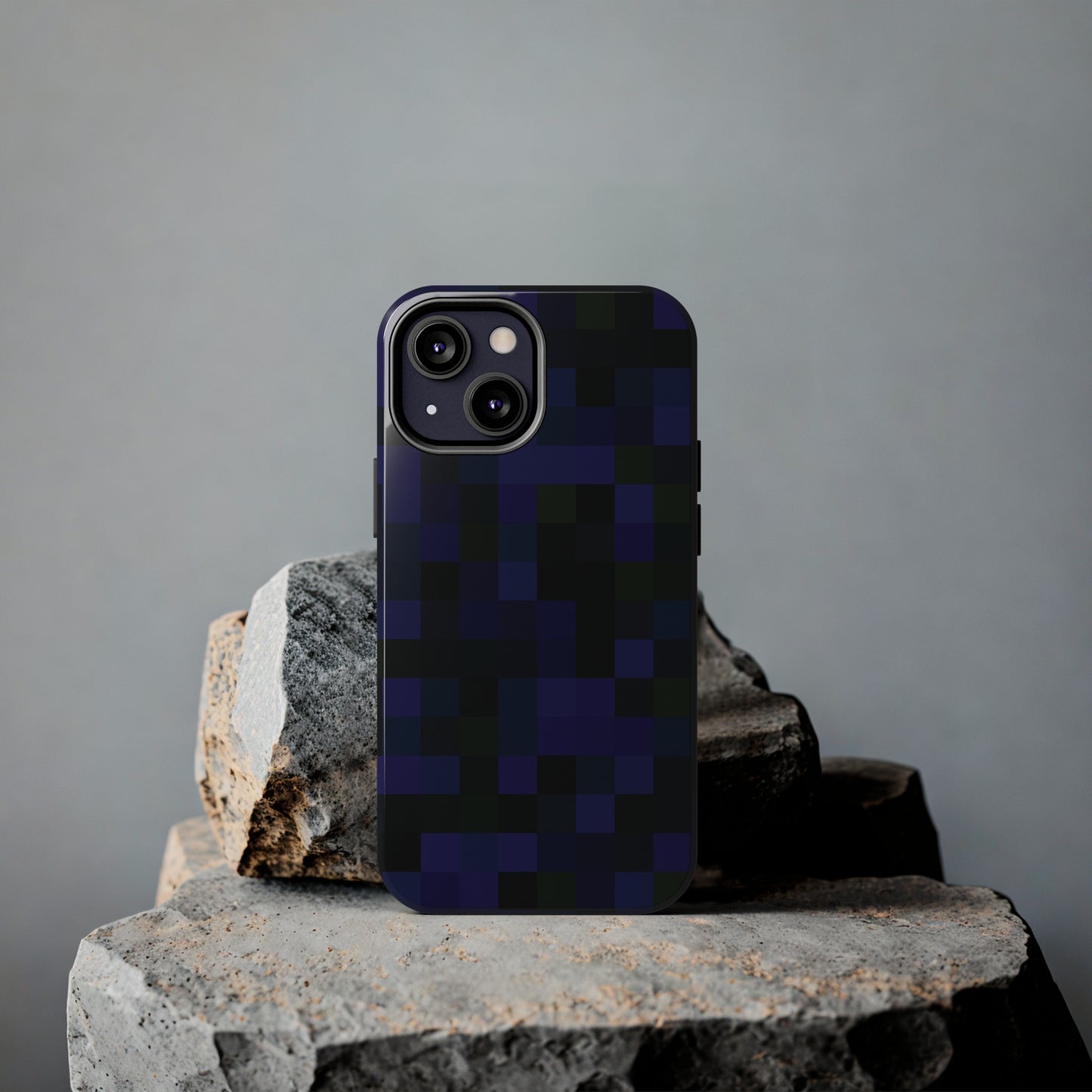 Strong Apple iPhone Case Ft. Dark Blue Pixels