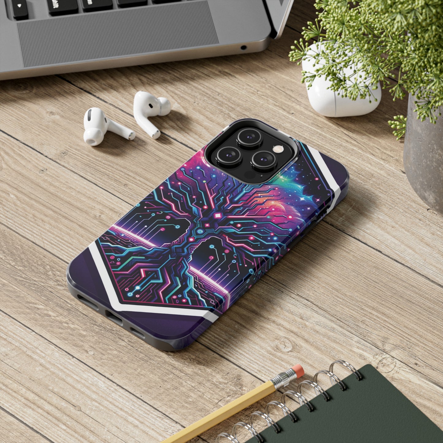 ToughDrop Apple iPhone Case Ft. Cyberpunk Nebula Tree