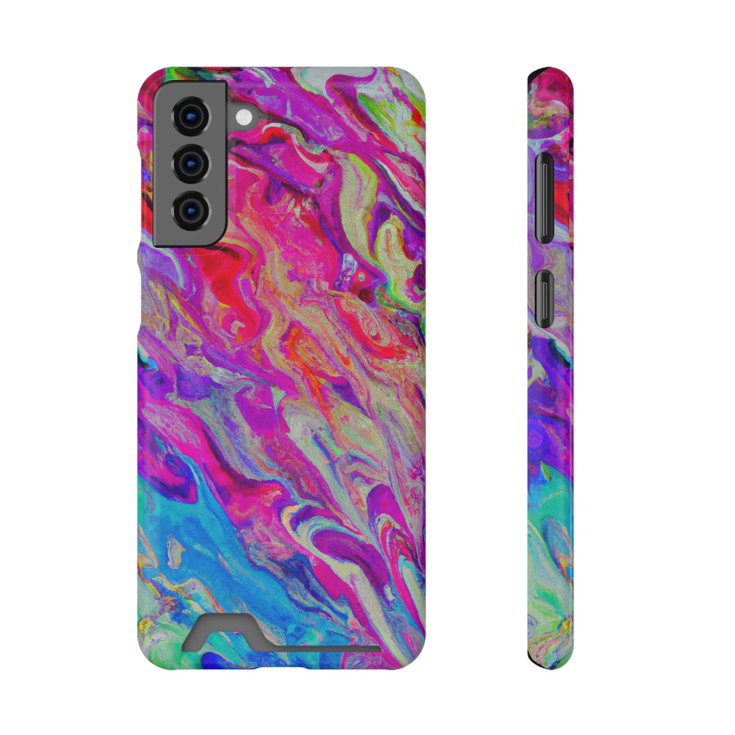 iPhone 13 and Samsung S21, S22 Cases with Card Holder Ft. Rainbow Waves