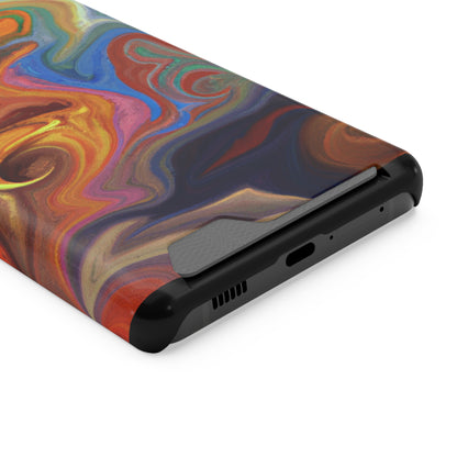 iPhone or Samsung Case with Card Holder Ft. Fractured Waves