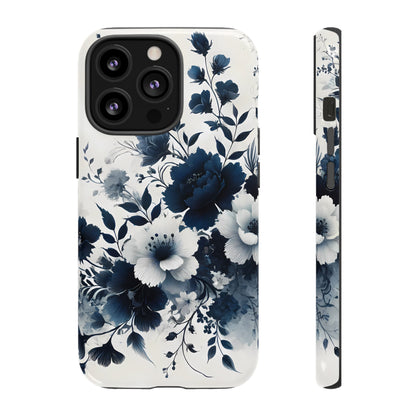 Tough Phone Case Ft. Navy Blue Flowers