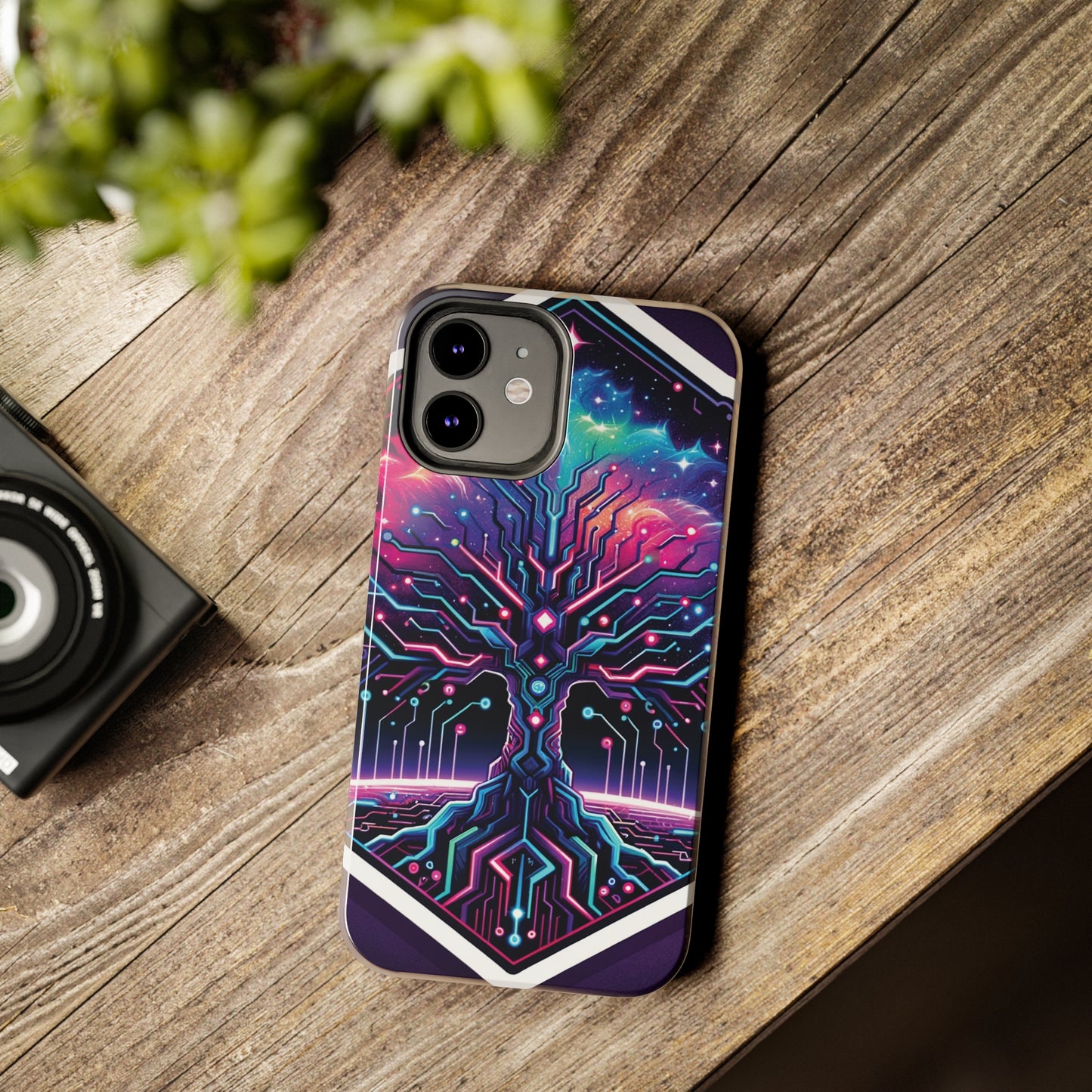 ToughDrop Apple iPhone Case Ft. Cyberpunk Nebula Tree