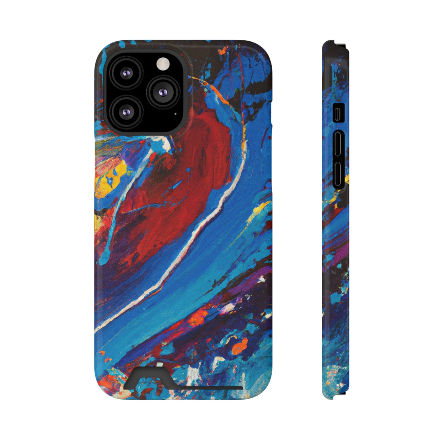 iPhone 13 and Samsung S21, S22 Cases with Card Holder Ft. Abstract Wave