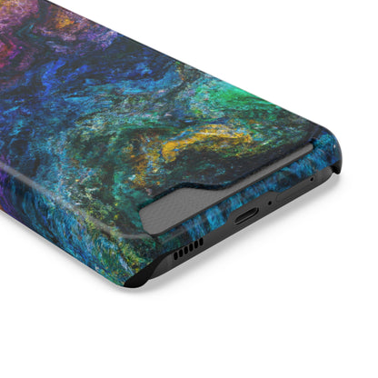 iPhone or Samsung Case with Card Holder Ft. Abstract Opal