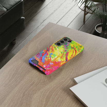 Abstract Sherbet: Phone case with card holder for iPhone 13 models and Samsung S21-S22 models