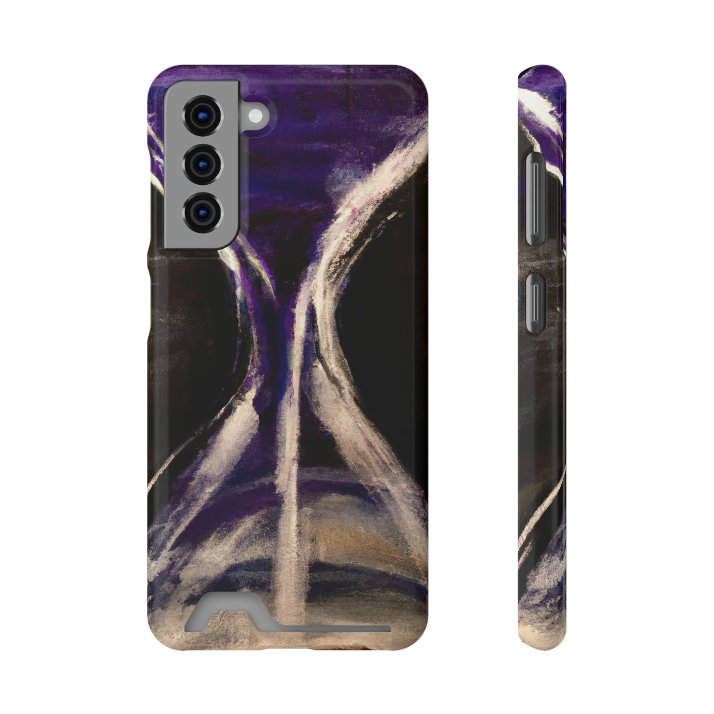 iPhone 13 and Samsung S21, S22 Cases with Card Holder Ft. Purple Hourglass