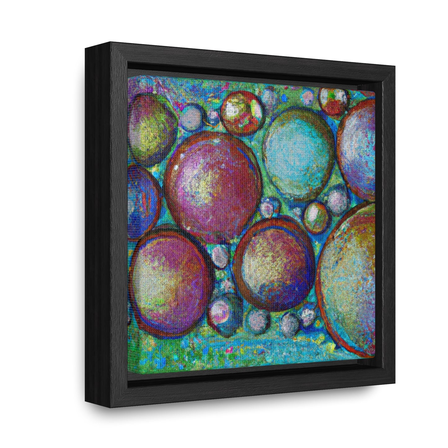 6x6-inch Abstract Framed Canvas: Big Acrylic Bubbles