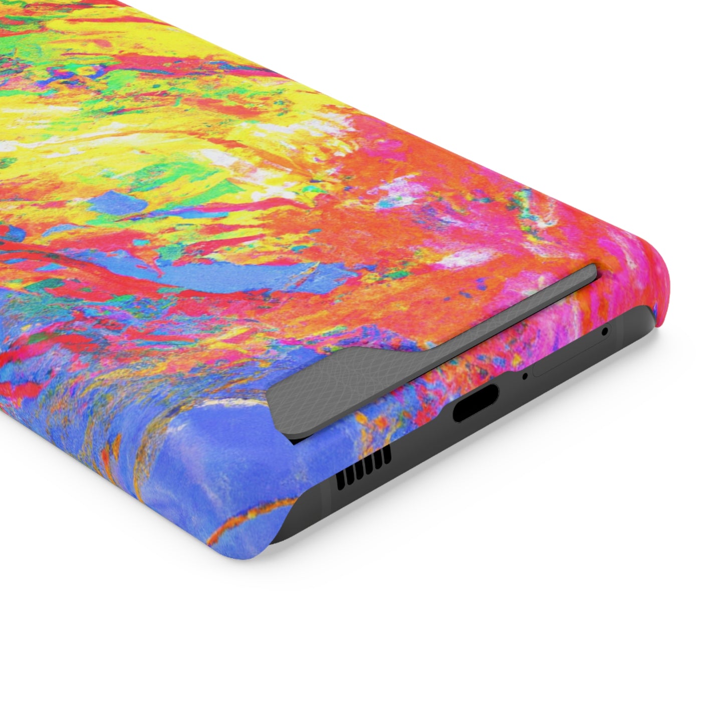 Abstract Sherbet: Phone case with card holder for iPhone 13 models and Samsung S21-S22 models