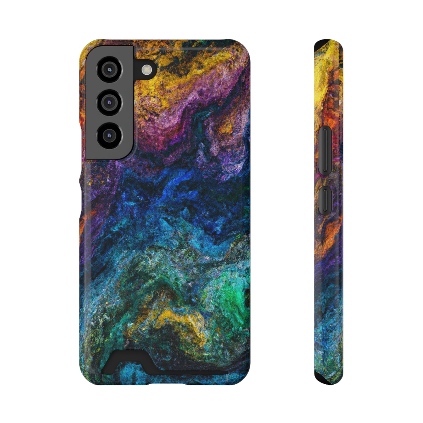 iPhone or Samsung Case with Card Holder Ft. Abstract Opal