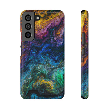 iPhone or Samsung Case with Card Holder Ft. Abstract Opal