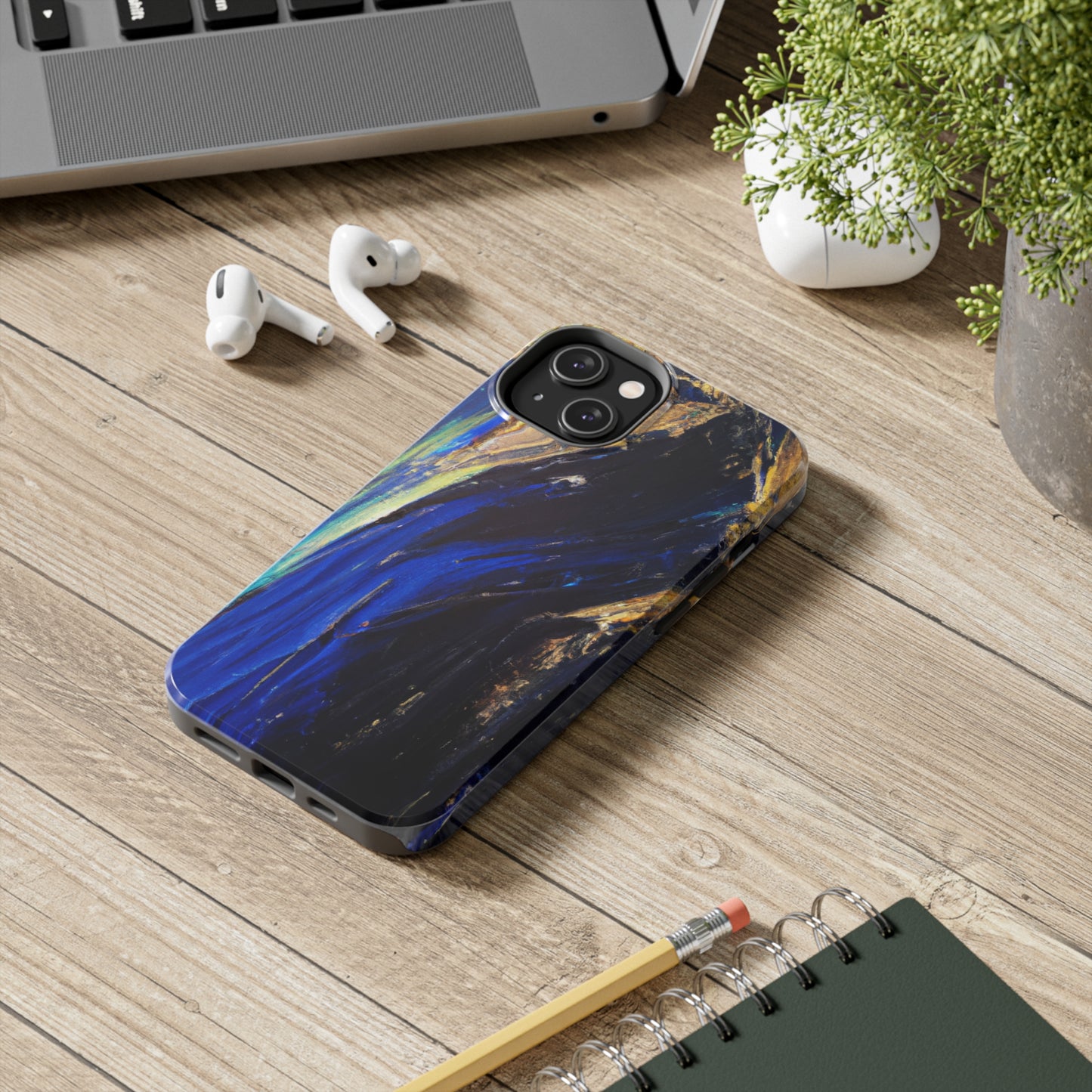 Tough Case-Mate iPhone Case Ft. Acrylic Blue Gold