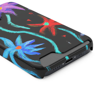 iPhone 13 and Samsung S21, S22 Cases with Card Holder Ft. Abstract Flowers