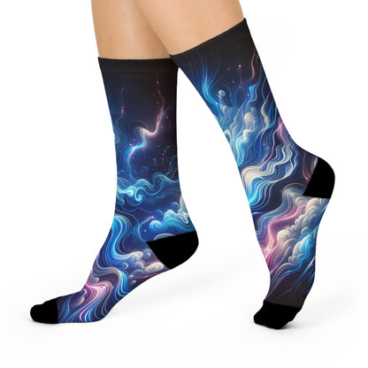 Galaxy Wave Cushioned Crew Socks: Vibrant Cosmic Swirl Crew Socks for Gifts & Everyday Wear
