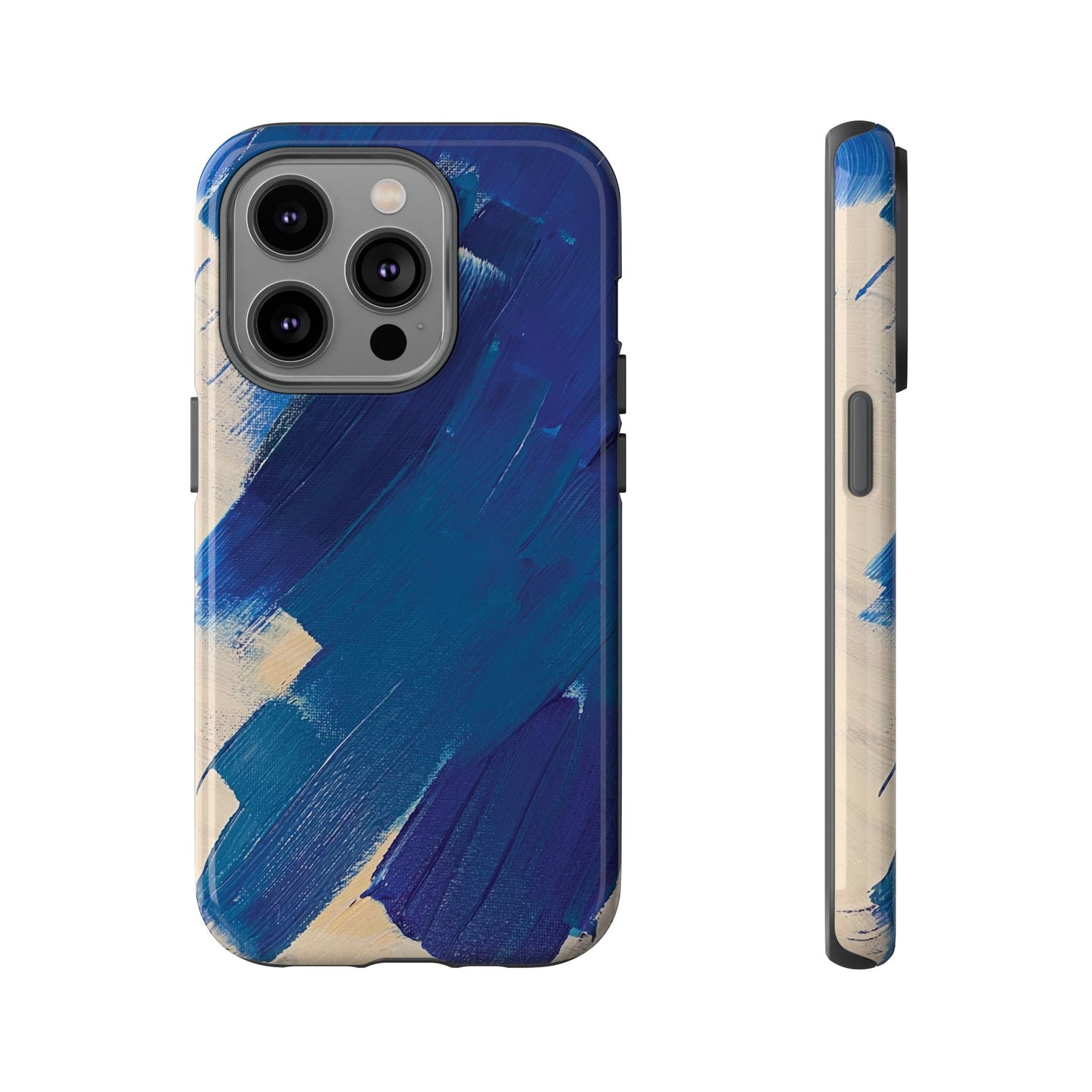 Tough Phone Case Ft. Blue and White Acrylic Large Strokes