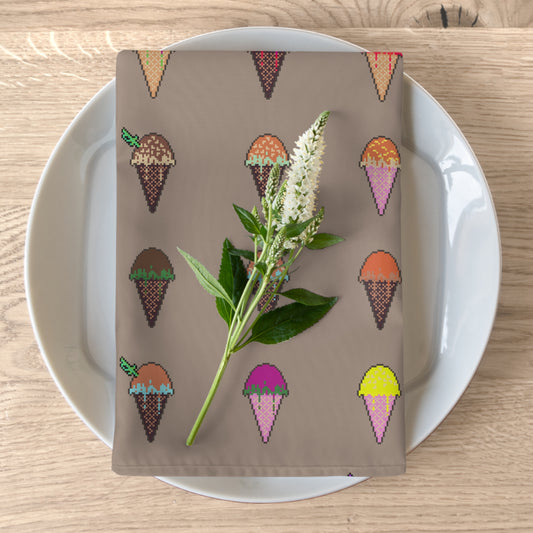 White-Bottom Polyester Napkins Featuring Pixel Cones