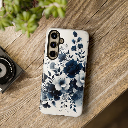 Tough Phone Case Ft. Navy Blue Flowers