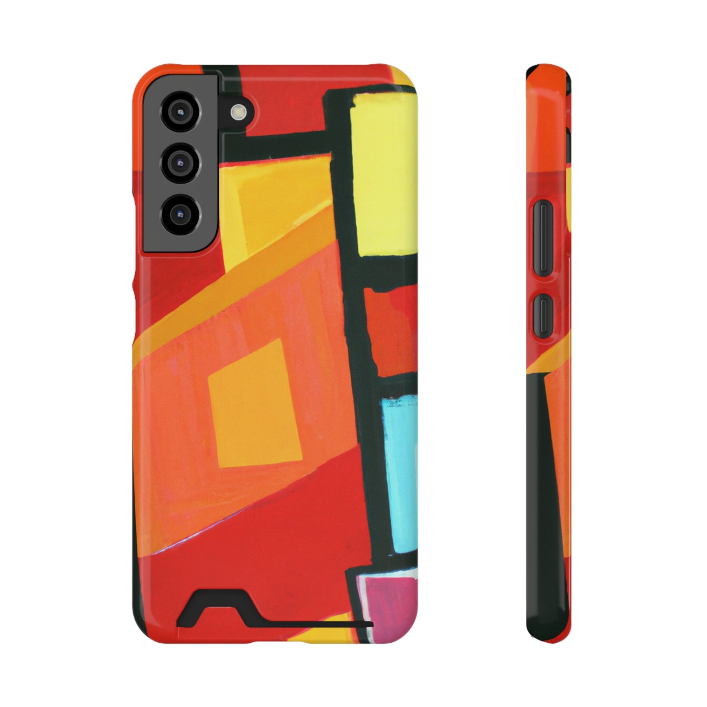 iPhone 13 and Samsung S21, S22 Cases with Card Holder Ft Abstract Panes