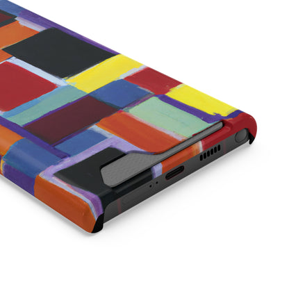 iPhone 13 and Samsung S21, S22 Cases with Card Holder Ft Abstract Rectangles