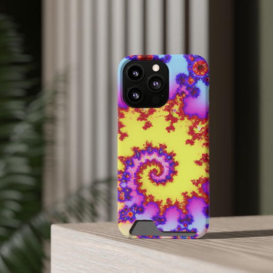 iPhone 13 and Samsung S21, S22 Cases with Card Holder Ft. Tie Dye Fractal