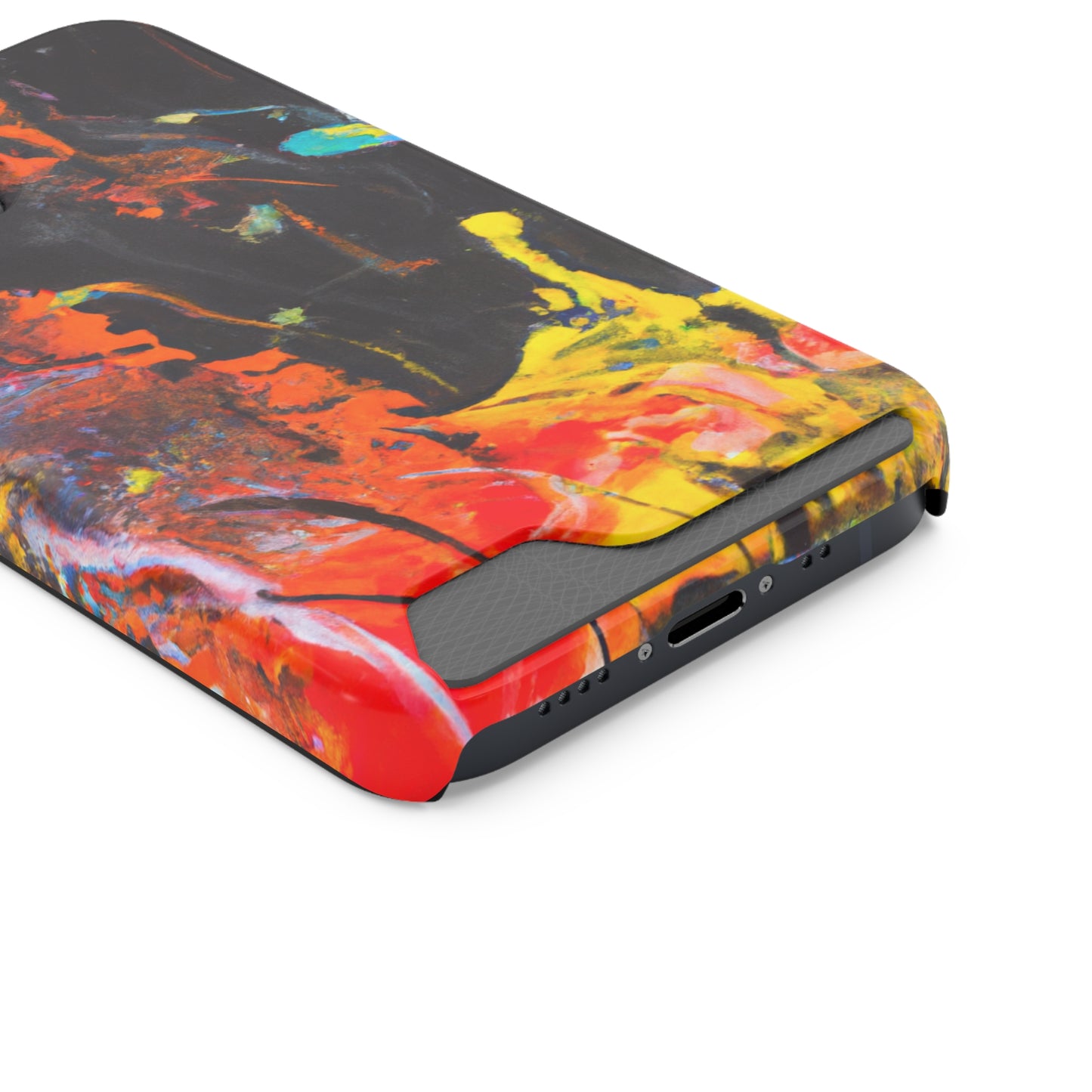 iPhone 13 and Samsung S21, S22 Cases with Card Holder Ft. Abstract Orange