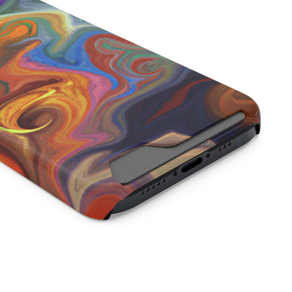 iPhone or Samsung Case with Card Holder Ft. Fractured Waves