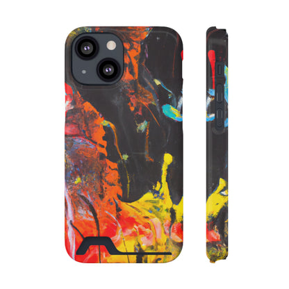 iPhone 13 and Samsung S21, S22 Cases with Card Holder Ft. Abstract Orange