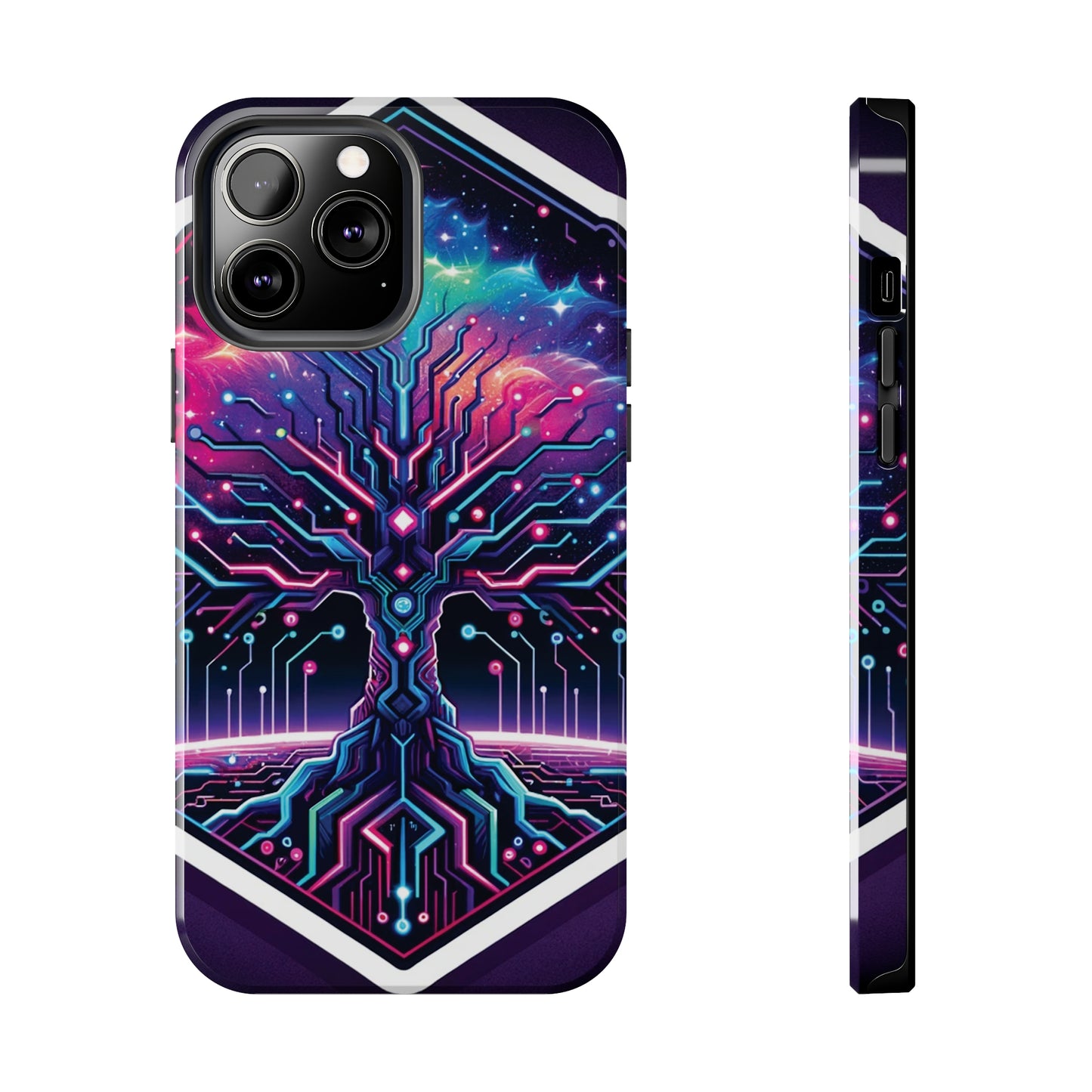 ToughDrop Apple iPhone Case Ft. Cyberpunk Nebula Tree