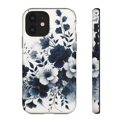 Tough Phone Case Ft. Navy Blue Flowers