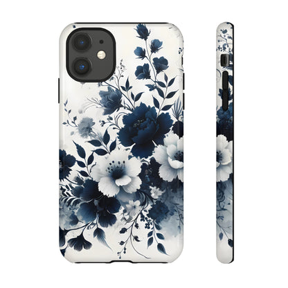 Tough Phone Case Ft. Navy Blue Flowers