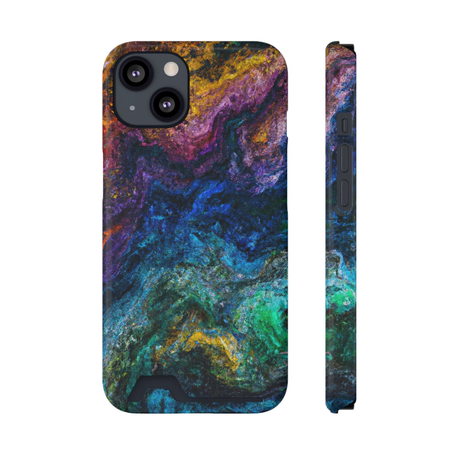 iPhone or Samsung Case with Card Holder Ft. Abstract Opal