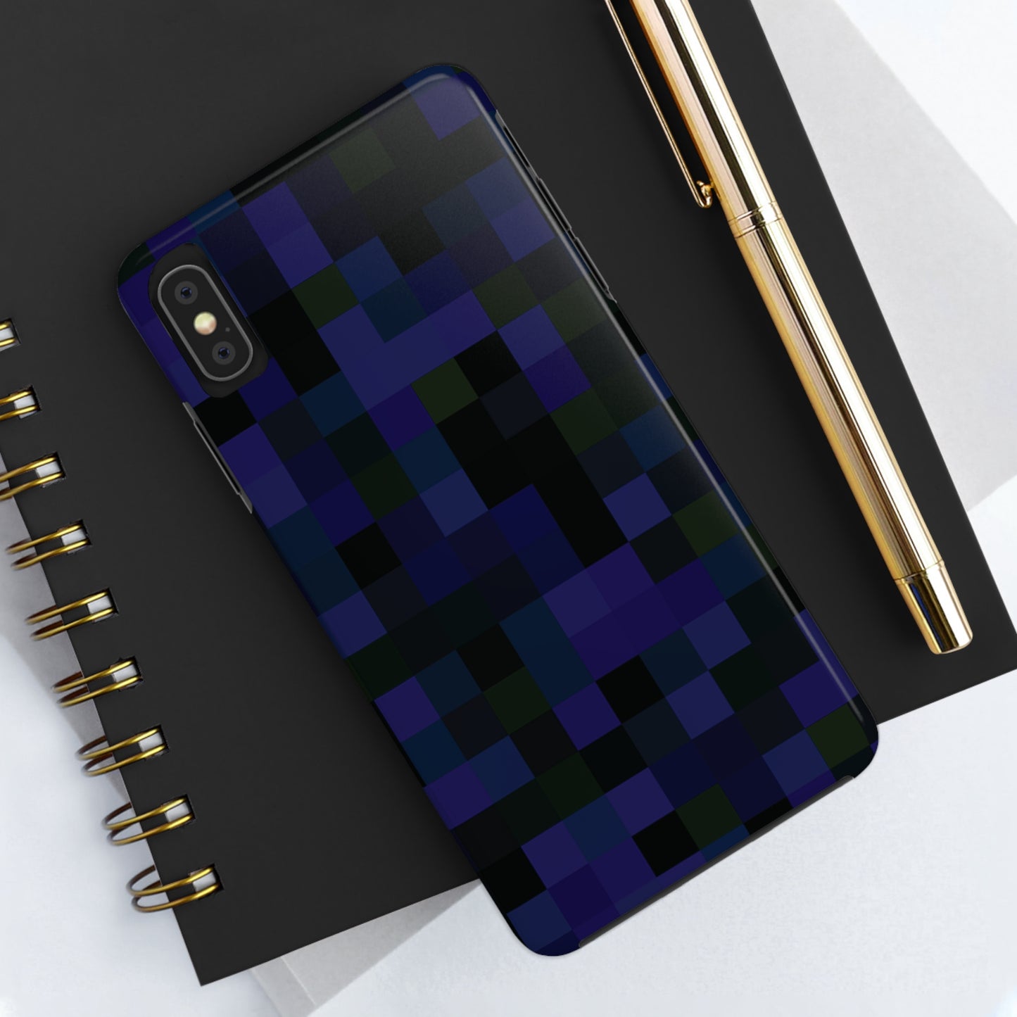 Strong Apple iPhone Case Ft. Dark Blue Pixels