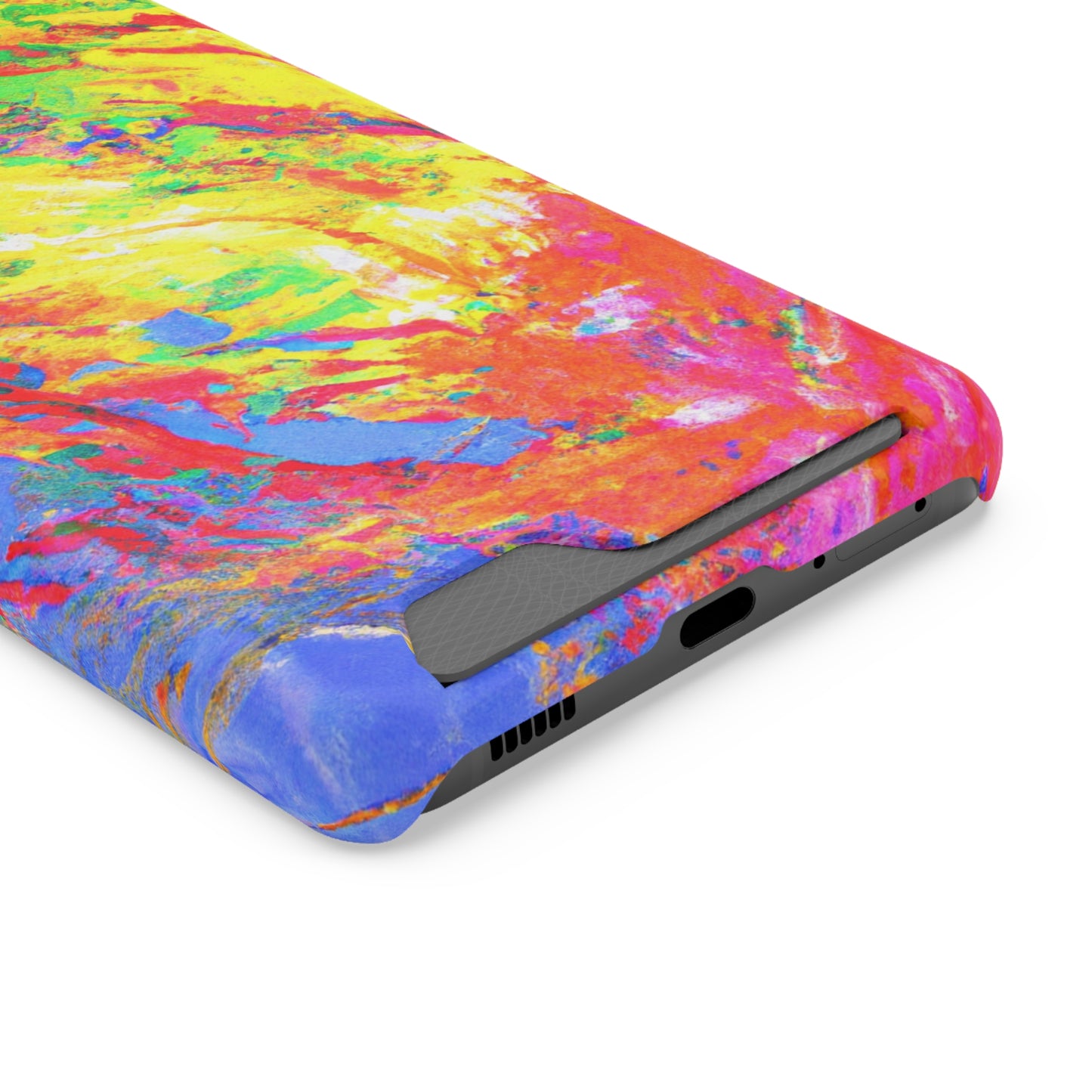 Abstract Sherbet: Phone case with card holder for iPhone 13 models and Samsung S21-S22 models