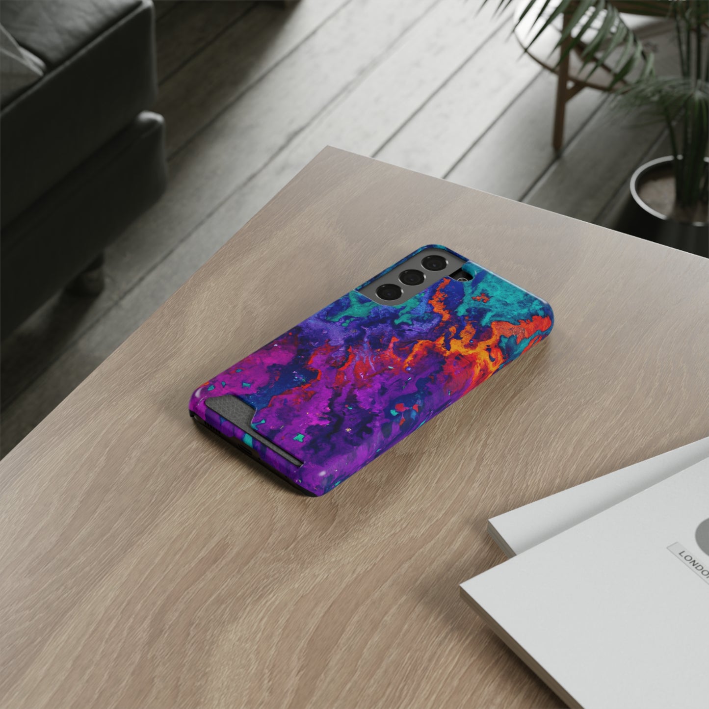 iPhone and Samsung Cases with Card Holder Ft. Ice Flame