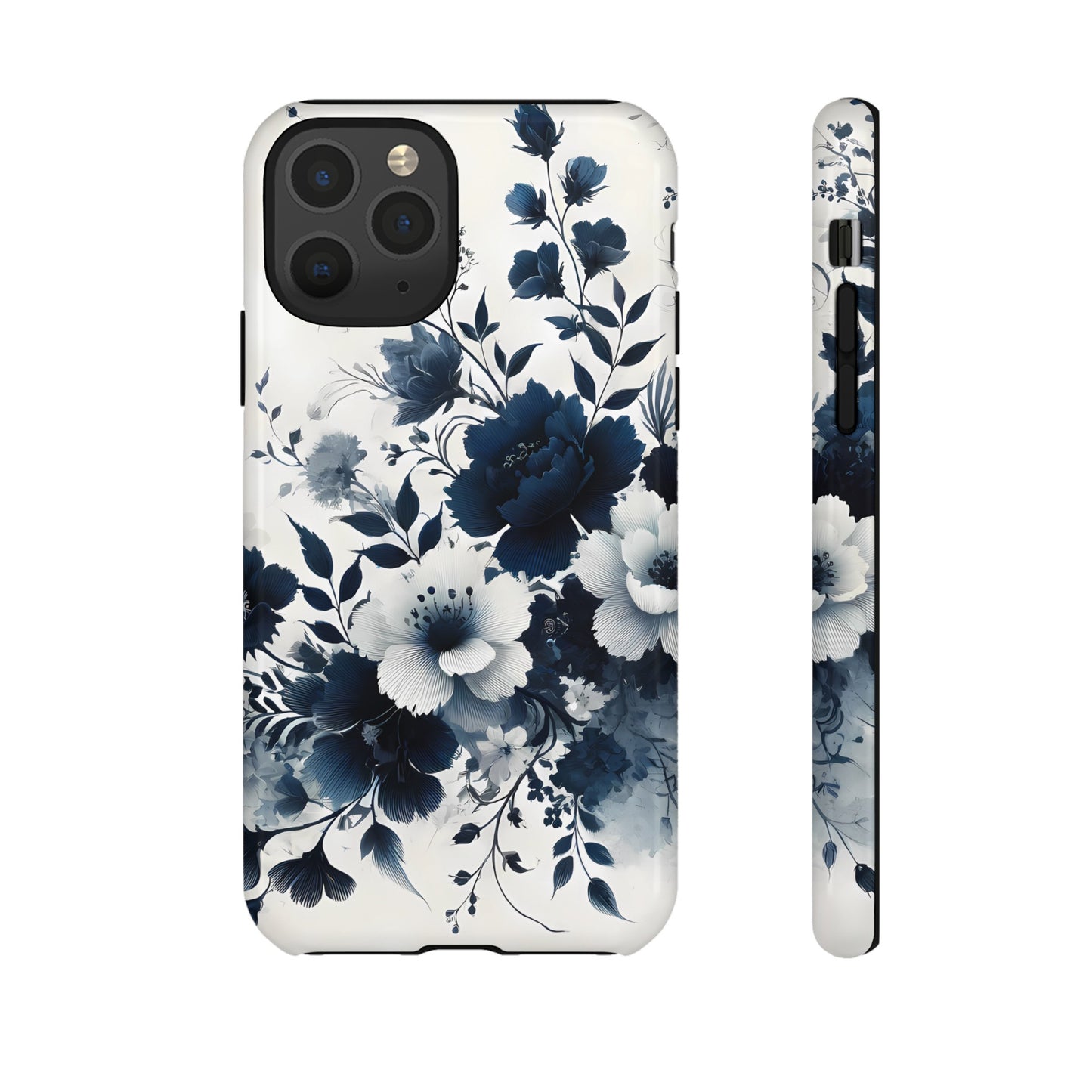 Tough Phone Case Ft. Navy Blue Flowers