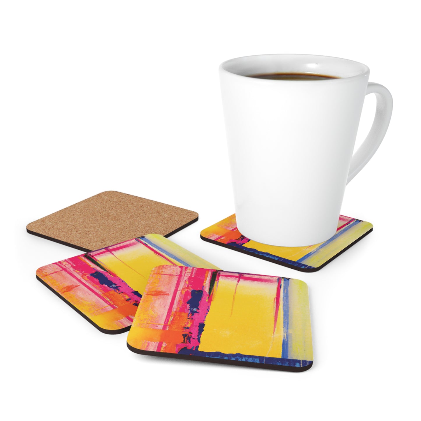 Corkwood Coaster Set of 4 Ft. Abstract Glitch