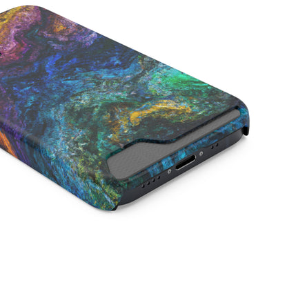 iPhone or Samsung Case with Card Holder Ft. Abstract Opal