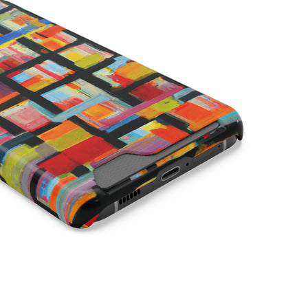 iPhone 13 and Samsung S21, S22 Cases with Card Holder Ft Abstract Bricks