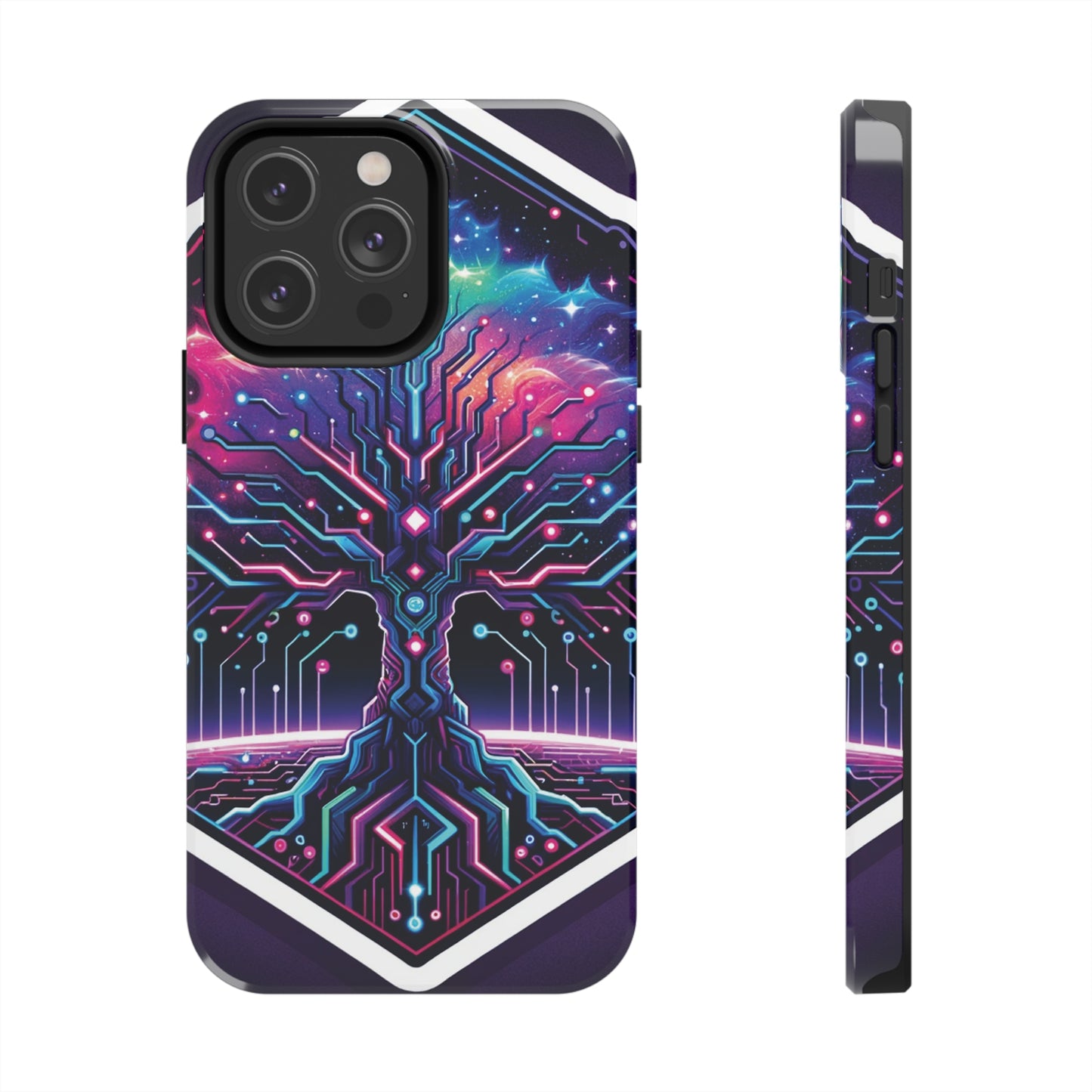 ToughDrop Apple iPhone Case Ft. Cyberpunk Nebula Tree