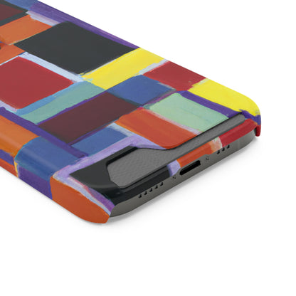 iPhone 13 and Samsung S21, S22 Cases with Card Holder Ft Abstract Rectangles