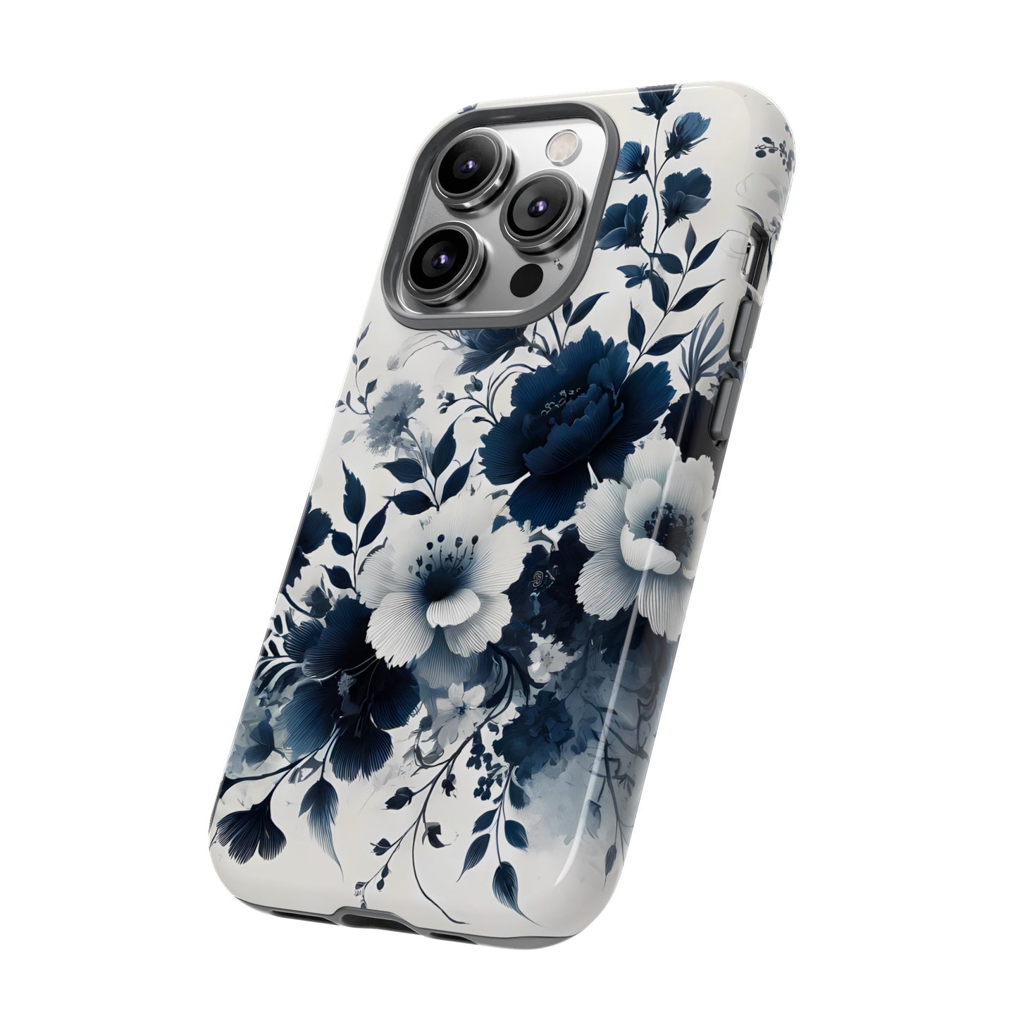 Tough Phone Case Ft. Navy Blue Flowers