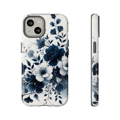 Tough Phone Case Ft. Navy Blue Flowers