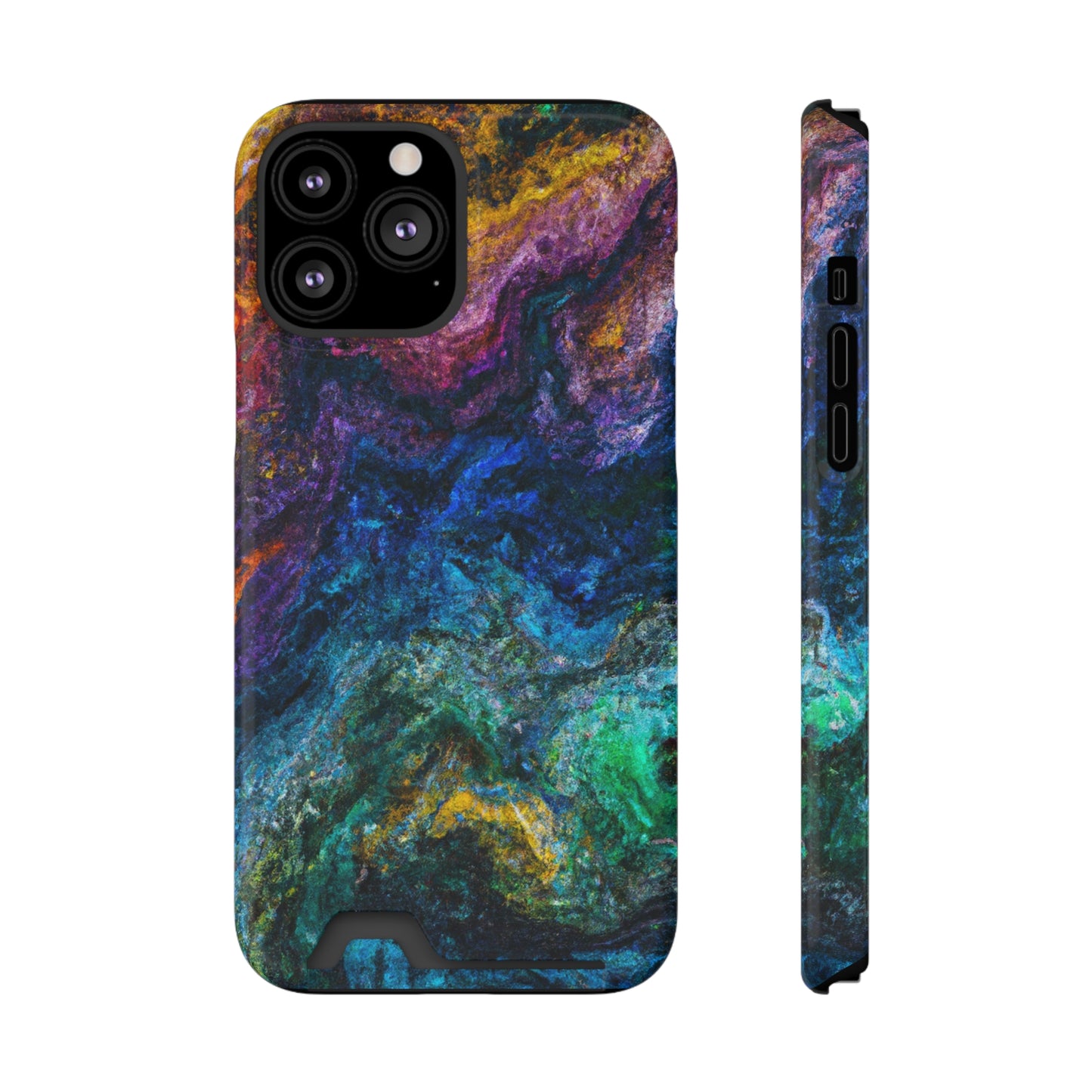 iPhone or Samsung Case with Card Holder Ft. Abstract Opal