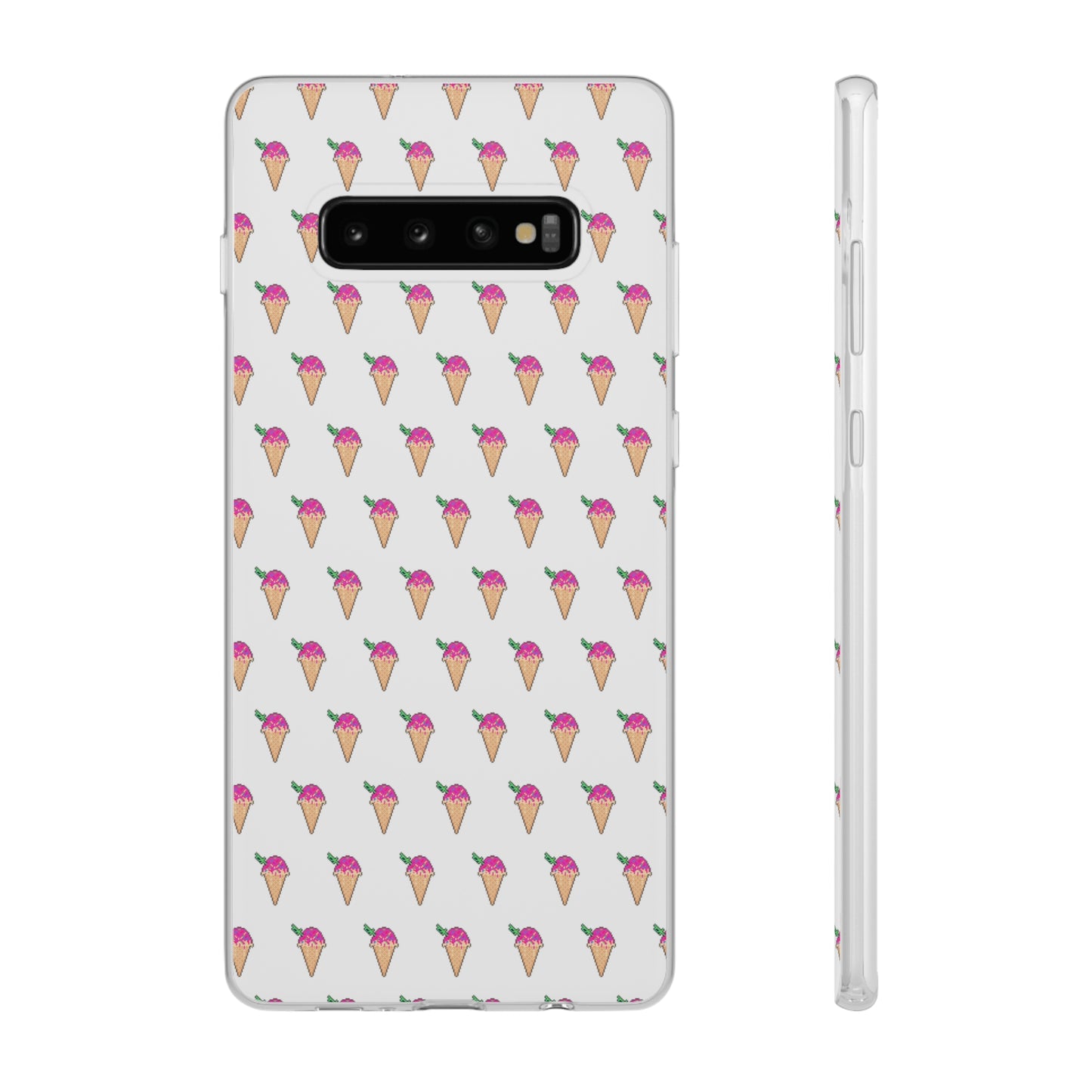 Clear, Flexible iPhone and Samsung Cases Ft. Pixel Cone