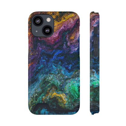 iPhone or Samsung Case with Card Holder Ft. Abstract Opal