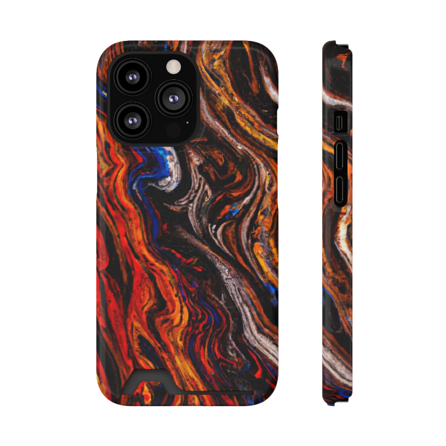 iPhone 13 and Samsung S21, S22 Cases with Card Holder Ft. Abstract Petrified Wood