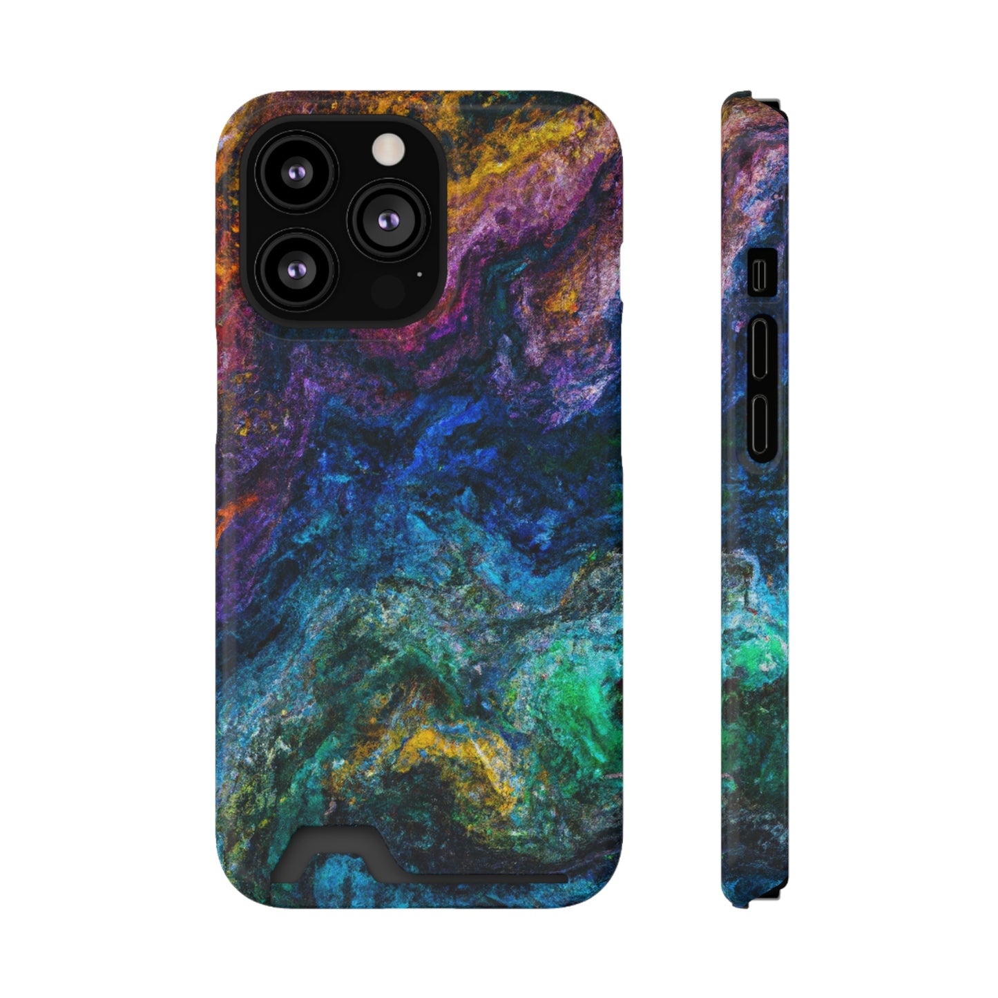 iPhone or Samsung Case with Card Holder Ft. Abstract Opal