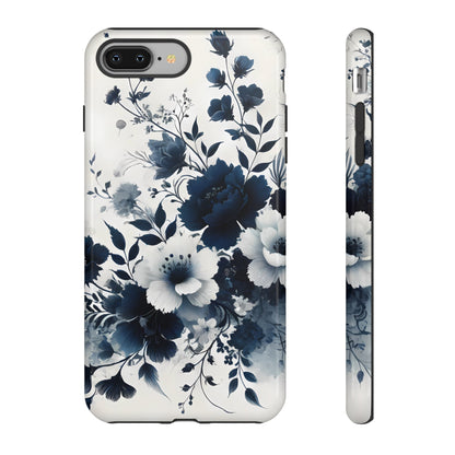 Tough Phone Case Ft. Navy Blue Flowers