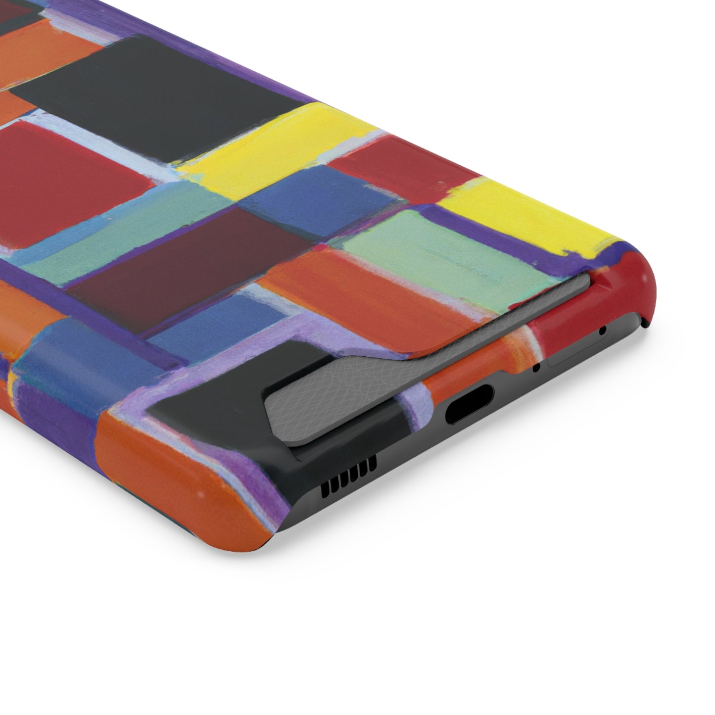 iPhone 13 and Samsung S21, S22 Cases with Card Holder Ft Abstract Rectangles